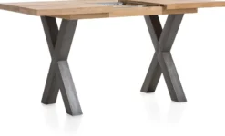 Metalox, uitschuif-bartafel 140 (+ 50) x 90 cm (hoogte: 92 cm) - zonder rand boomschors + X-vorm metalen poot