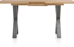Metalox, uitschuif-bartafel 140 (+ 50) x 90 cm (hoogte: 92 cm) - zonder rand boomschors + X-vorm metalen poot