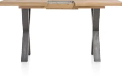 Metalox, uitschuif-bartafel 140 (+ 50) x 90 cm (hoogte: 92 cm) - zonder rand boomschors + X-vorm metalen poot