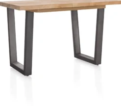 Metalox, uitschuif-bartafel 140 (+ 50) x 90 cm (hoogte: 92 cm) - zonder rand boomschors + V-vorm metalen poot