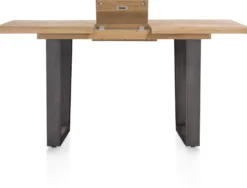 Metalox, uitschuif-bartafel 140 (+ 50) x 90 cm (hoogte: 92 cm) - zonder rand boomschors + V-vorm metalen poot
