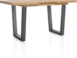 Metalox, uitschuif-bartafel 140 (+ 50) x 90 cm (hoogte: 92 cm) - zonder rand boomschors + V-vorm metalen poot