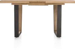 Metalox, uitschuif-bartafel 140 (+ 50) x 90 cm (hoogte: 92 cm) - zonder rand boomschors + V-vorm metalen / houten poot