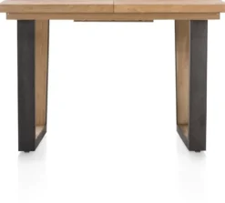 Metalox, uitschuif-bartafel 140 (+ 50) x 90 cm (hoogte: 92 cm) - zonder rand boomschors + V-vorm metalen / houten poot