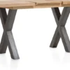 Metalox, uitschuif-bartafel 140 (+ 50) x 90 cm (hoogte: 92 cm) - met rand boomschors + X-vorm metalen poot