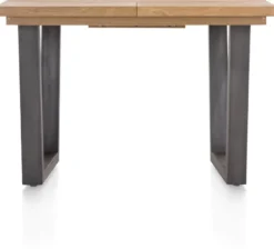 Metalox, uitschuif-bartafel 140 (+ 50) x 90 cm (hoogte: 92 cm) - met rand boomschors + V-vorm metalen poot