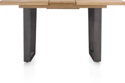 Metalox, uitschuif-bartafel 140 (+ 50) x 90 cm (hoogte: 92 cm) - met rand boomschors + V-vorm metalen poot