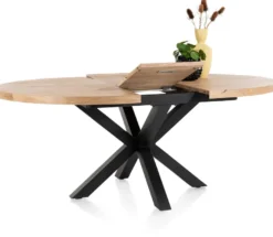 Metalox, uitschuiftafel rond 150 (+ 40) x 130 cm