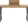Metalox, uitschuiftafel 160 (+ 50) x 100 cm - met rand boomschors + X-vorm metalen poot