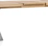 Metalox, uitschuiftafel 190 (+ 50) x 100 cm - met rand boomschors + X-vorm metalen poot