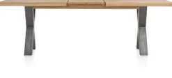 Metalox, uitschuiftafel 190 (+ 50) x 100 cm - met rand boomschors + X-vorm metalen poot