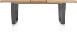Metalox, uitschuiftafel 190 (+ 50) x 100 cm - met rand boomschors + V-vorm metalen poot