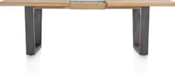 Metalox, uitschuiftafel 190 (+ 50) x 100 cm - met rand boomschors + V-vorm metalen poot