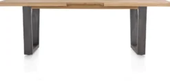 Metalox, uitschuiftafel 190 (+ 50) x 100 cm - met rand boomschors + V-vorm metalen poot