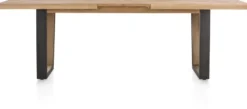 Metalox, uitschuiftafel 190 (+ 50) x 100 cm - met rand boomschors + V-vorm metalen / houten poot