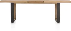 Metalox, uitschuiftafel 190 (+ 50) x 100 cm - met rand boomschors + V-vorm metalen / houten poot