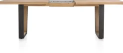 Metalox, uitschuiftafel 190 (+ 50) x 100 cm - met rand boomschors + V-vorm metalen / houten poot
