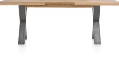 Metalox, uitschuiftafel 160 (+ 50) x 100 cm - zonder rand boomschors + X-vorm metalen poot
