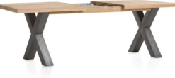 Metalox, uitschuiftafel 160 (+ 50) x 100 cm - zonder rand boomschors + X-vorm metalen poot
