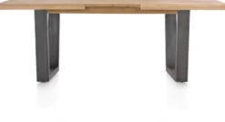 Metalox, uitschuiftafel 160 (+ 50) x 100 cm - zonder rand boomschors + V-vorm metalen poot