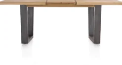 Metalox, uitschuiftafel 160 (+ 50) x 100 cm - zonder rand boomschors + V-vorm metalen poot