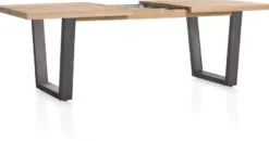 Metalox, uitschuiftafel 160 (+ 50) x 100 cm - zonder rand boomschors + V-vorm metalen poot