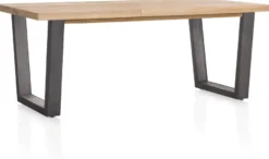 Metalox, uitschuiftafel 160 (+ 50) x 100 cm - zonder rand boomschors + V-vorm metalen poot