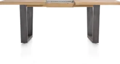 Metalox, uitschuiftafel 160 (+ 50) x 100 cm - zonder rand boomschors + V-vorm metalen poot