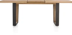 Metalox, uitschuiftafel 160 (+ 50) x 100 cm - zonder rand boomschors + V-vorm metalen / houten poot