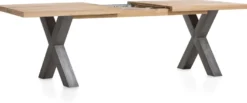 Metalox, uitschuiftafel 190 (+ 50) x 100 cm - zonder rand boomschors + X-vorm metalen poot