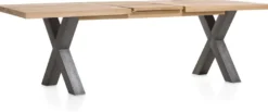 Metalox, uitschuiftafel 190 (+ 50) x 100 cm - zonder rand boomschors + X-vorm metalen poot
