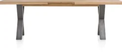 Metalox, uitschuiftafel 190 (+ 50) x 100 cm - zonder rand boomschors + X-vorm metalen poot