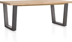 Metalox, uitschuiftafel 190 (+ 50) x 100 cm - zonder rand boomschors + V-vorm metalen poot