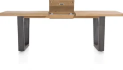 Metalox, uitschuiftafel 190 (+ 50) x 100 cm - zonder rand boomschors + V-vorm metalen poot