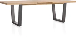 Metalox, uitschuiftafel 190 (+ 50) x 100 cm - zonder rand boomschors + V-vorm metalen poot