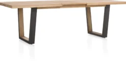 Metalox, uitschuiftafel 190 (+ 50) x 100 cm - zonder rand boomschors + V-vorm metalen / houten poot