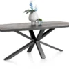 Metaluxe, eetkamertafel ovaal 240 x 110 cm met centrale kruispoot - fineer als fish bone - Antraciet