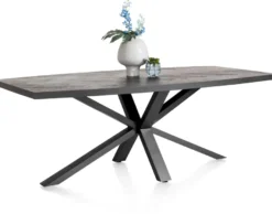 Metaluxe, eetkamertafel ovaal 240 x 110 cm met centrale kruispoot - fineer als fish bone - Antraciet