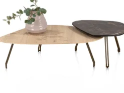 Mogana, Salontafel 120 x 75 cm eiken fineer, poten steelbrown - Basalt