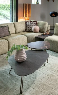 Mogana, Salontafel 120 x 75 cm eiken fineer, poten steelbrown - Basalt