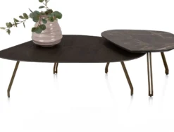 Mogana, Salontafel 72 x 60 cm, primo laminato (HPL), poten steelbrown - marble brown