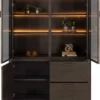 Mogan, Buffetkast 120 cm, 2 glasdeuren incl. LED, 1 deur, 2 laden