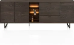 Mogan, Dressoir 230 cm 3 deuren, 3 laden, 3 openvakken incl. LED