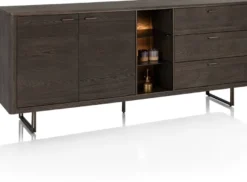 Mogan, Dressoir 190 cm, 1 deur, 3 laden, 3 openvakken incl. LED