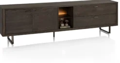 Mogan, Lowboard 220 cm, 2 deuren, 2 laden, 2 openvakken incl. LED