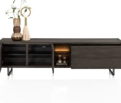 Mogan, Lowboard 220 cm, 2 deuren, 2 laden, 2 openvakken incl. LED