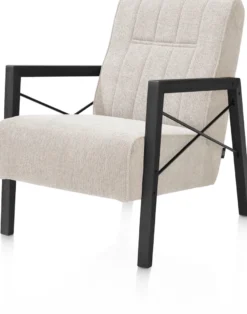 Northon, fauteuil met houten arm vintage clay / white / black