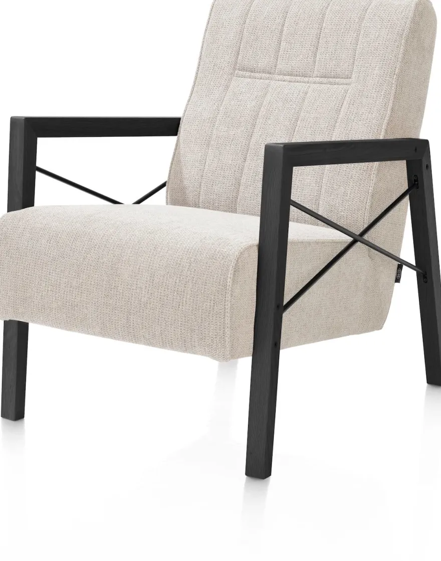 Northon, fauteuil met houten arm vintage clay / white / black