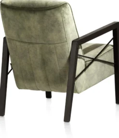 Northon, fauteuil met houten arm vintage clay / white / black