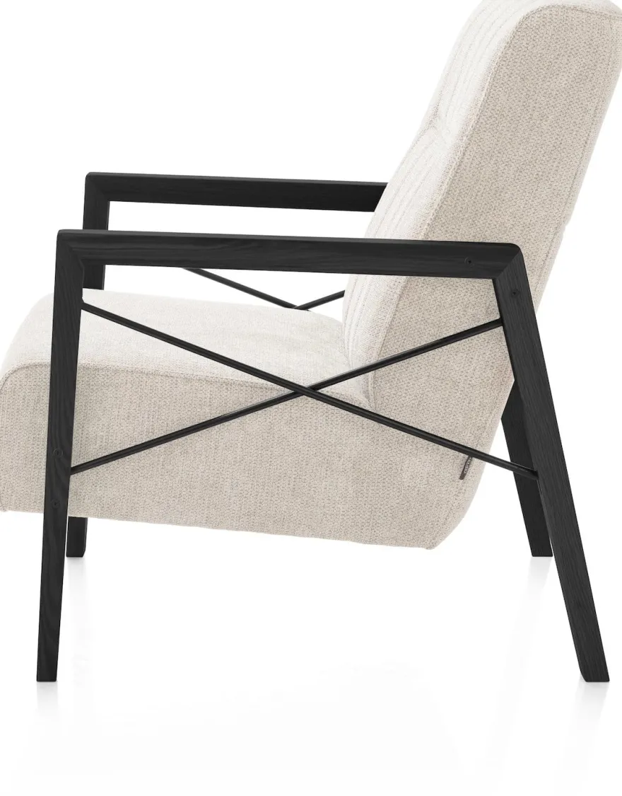 Northon, fauteuil met houten arm vintage clay / white / black
